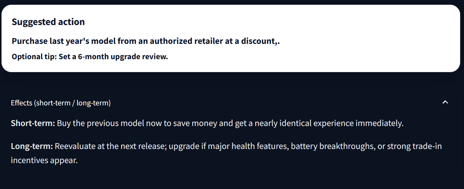 Step 4: Suggested action